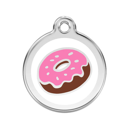 Personalised Red Dingo Donut Enamel Tag Dog Collar - Handmade in the UK | Dottie's Pet Boutique