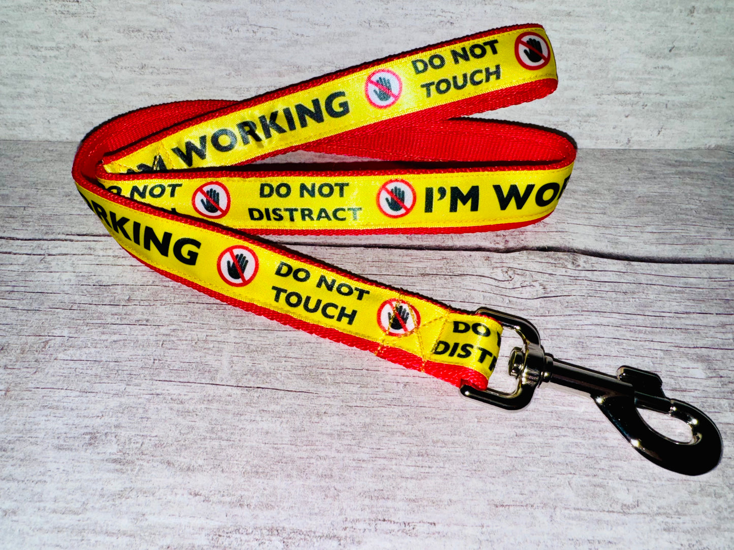 I'm Working - Do Not Distract - Do Not Touch - Hand Symbol Dog Ribbon Lead/Leash