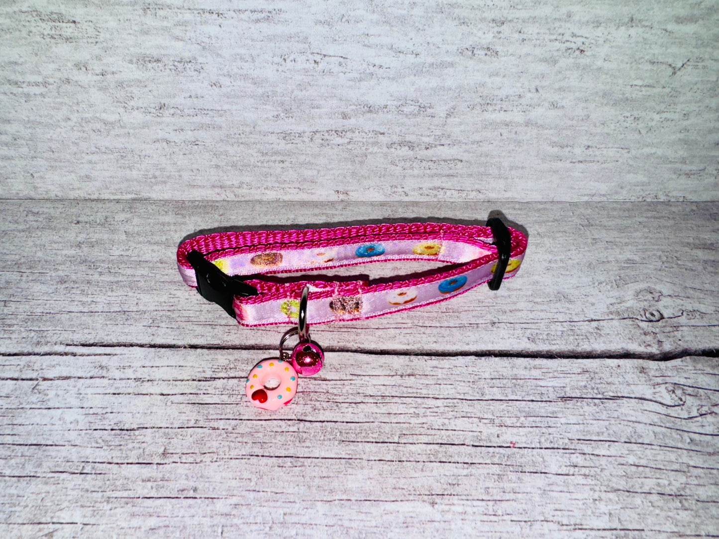 Pink Donuts Doughnuts Sweet Cake Pudding Cat Collar - View 2 | Dottie's Pet Boutique