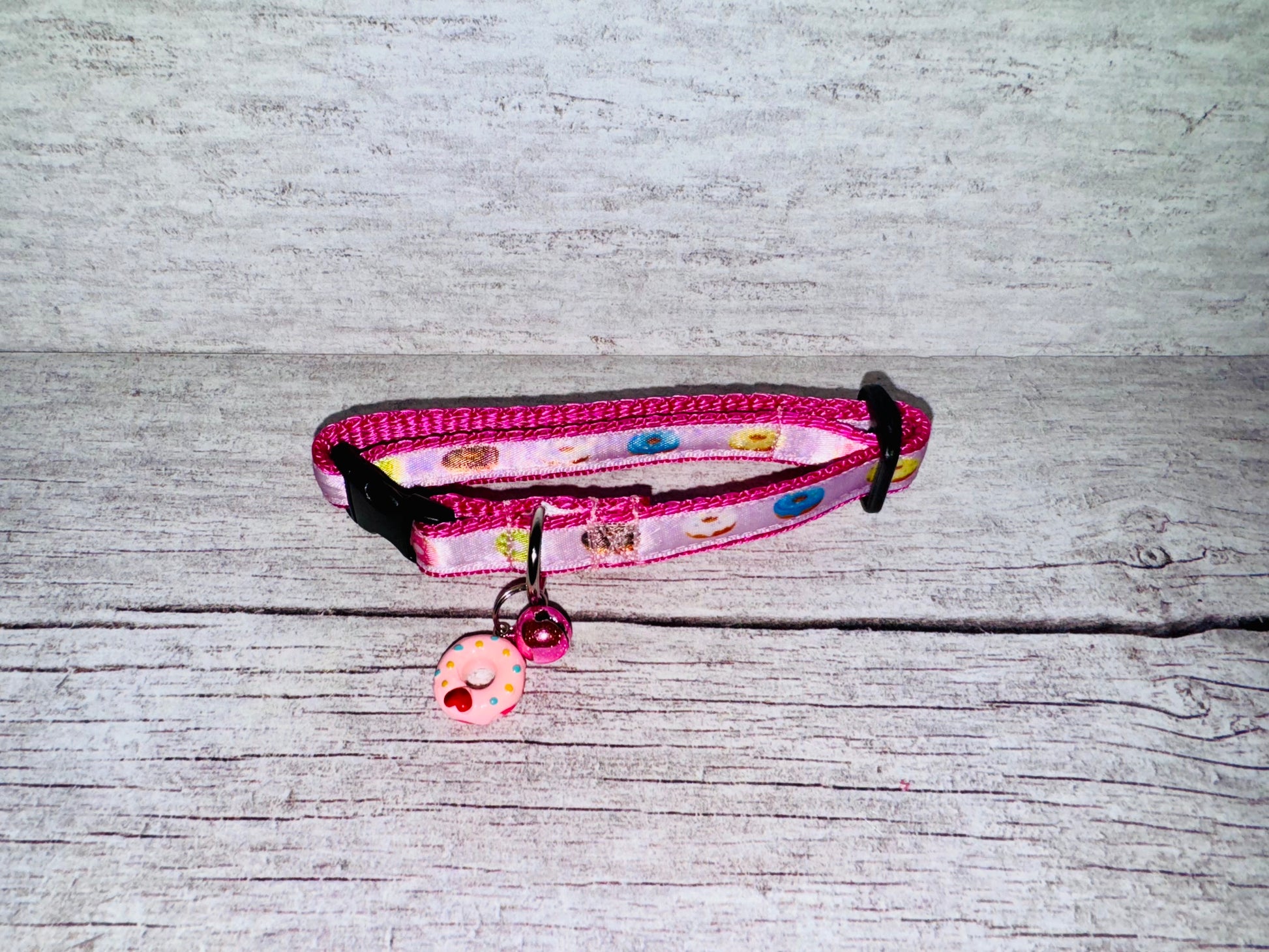 Pink Donuts Doughnuts Sweet Cake Pudding Cat Collar - View 2 | Dottie's Pet Boutique
