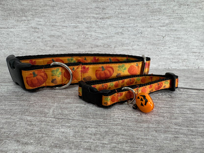 Autumn Pumpkin Acorn Leaf Cat Collar - Handmade in the UK | Dottie's Pet Boutique