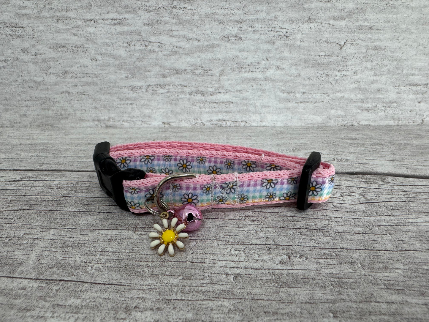 Pastel Checker Daisy Dog Collar - View 5 | Dottie's Pet Boutique
