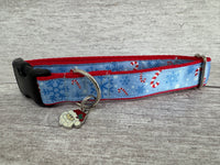 Candy Cane & Snowflakes Christmas Dog Collar
