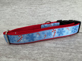 Candy Cane & Snowflakes Christmas Dog Collar