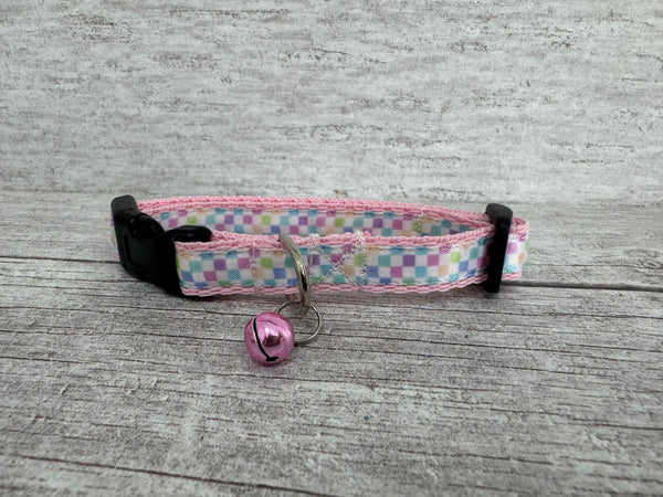 Pastel Checker Kitten/Cat Collar