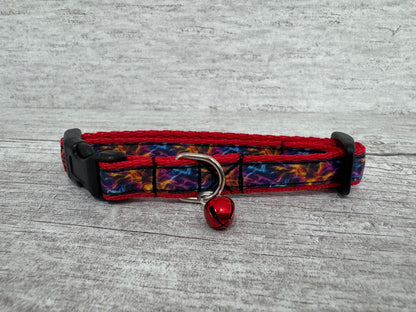 Fire Flame Cute Cat Collar - Handmade in the UK | Dottie's Pet Boutique