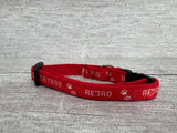 Personalised Custom Name Retro Font Print Ribbon Puppy/Small Dog Collar