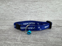 Personalised Custom Name Retro Bubble Print Ribbon Puppy/Small Dog Collar