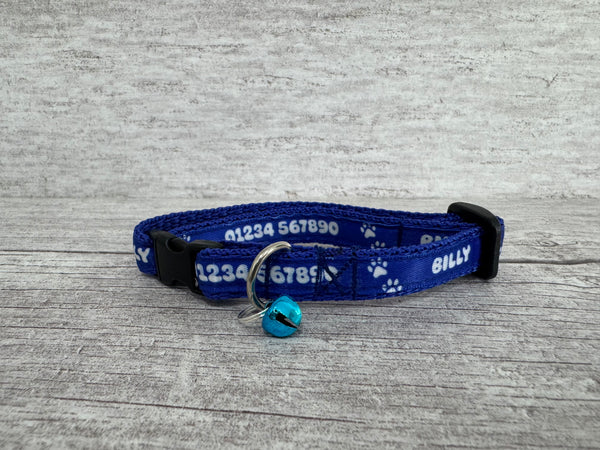 Personalised Custom Name Retro Bubble Print Ribbon Puppy/Small Dog Collar