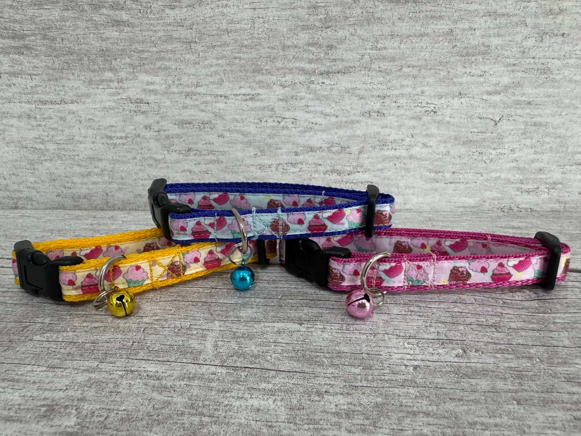 Multi Cupcake Ribbon Cat Collar - Handmade in the UK | Dottie's Pet Boutique