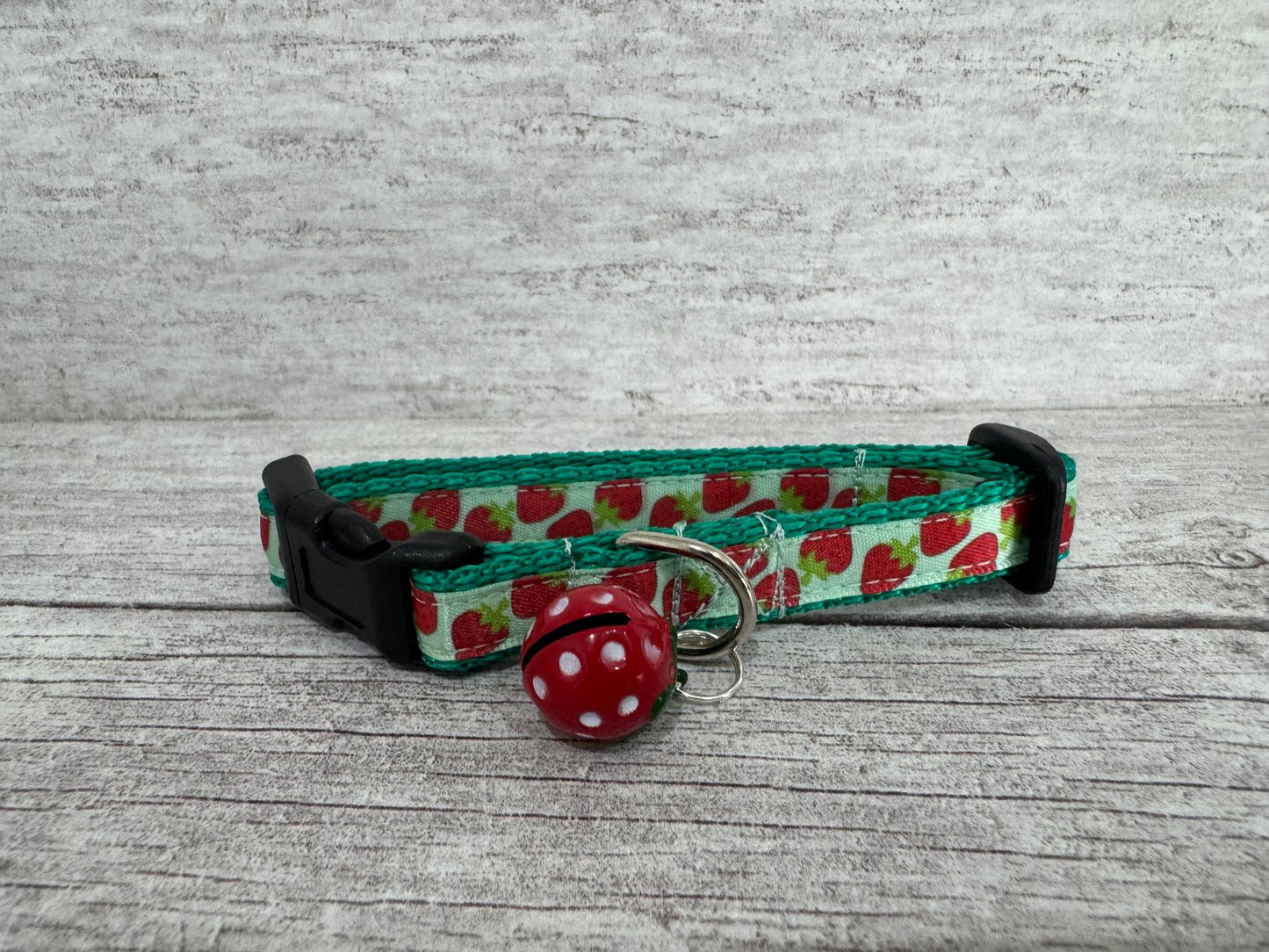 Multi Strawberries Ribbon Cat Collar - View 2 | Dottie's Pet Boutique