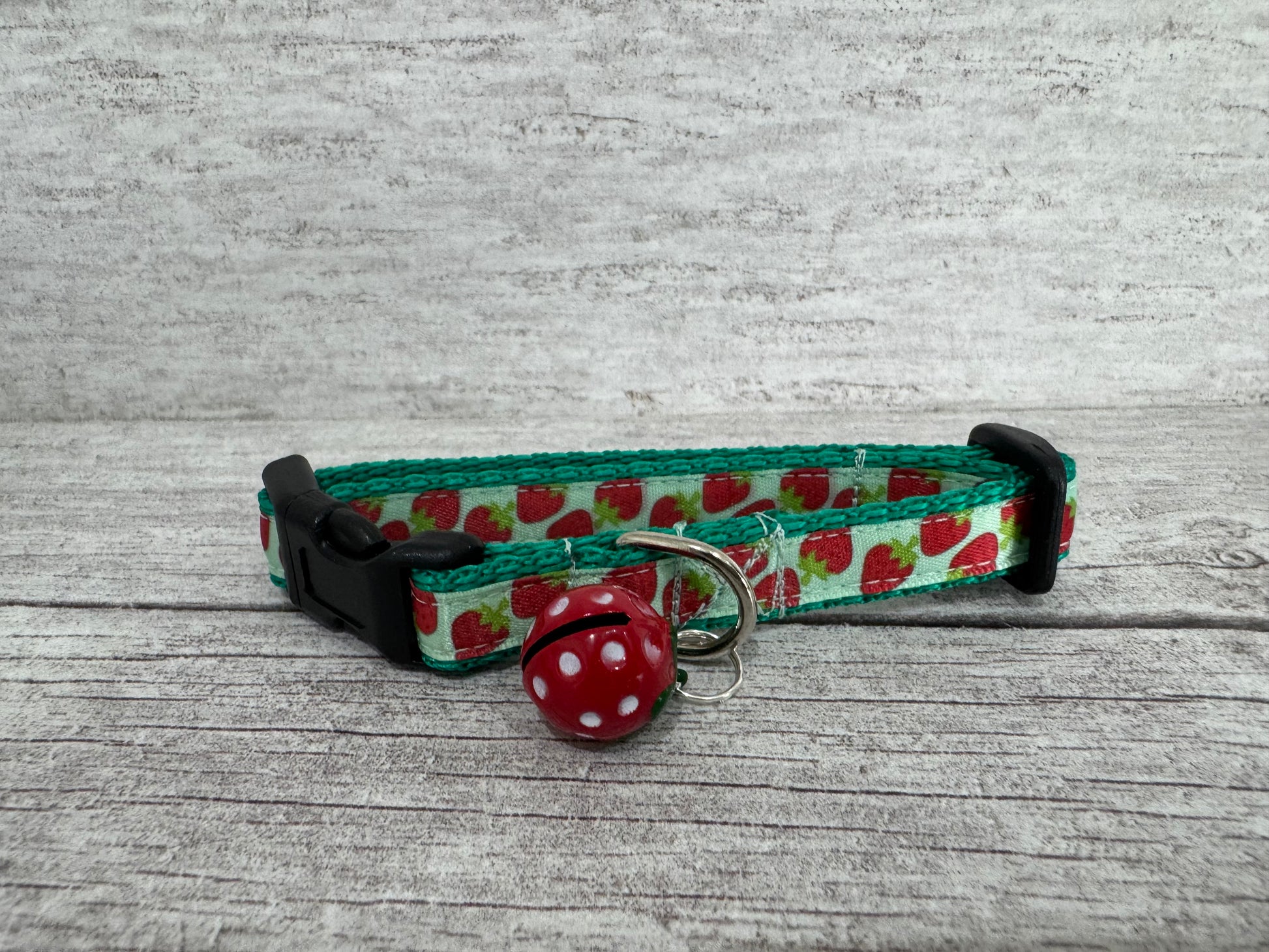 Multi Strawberries Ribbon Cat Collar - View 2 | Dottie's Pet Boutique
