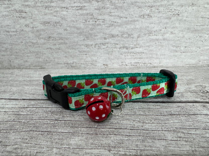 Multi Strawberries Ribbon Cat Collar - View 2 | Dottie's Pet Boutique