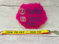 SALE - Ask To Pet Extension Lead - Double Sided - Yellow on Red - 14.5" Length