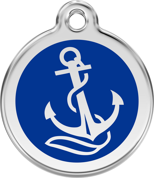 Red Dingo Enamel Tag Anchor Dark Blue - Custom Dog Collars