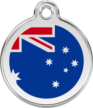 Red Dingo Enamel Tag Australian Flag Dark Blue - Custom Dog Collars