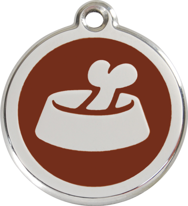Red Dingo Enamel Tag Bone In Bowl **Choice of Colours** - Custom Dog Collars