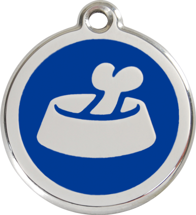 Red Dingo Enamel Tag Bone In Bowl **Choice of Colours** - Custom Dog Collars