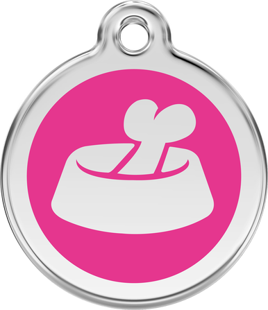 Red Dingo Enamel Tag Bone In Bowl **Choice of Colours** - Custom Dog Collars