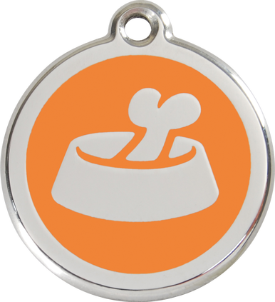 Red Dingo Enamel Tag Bone In Bowl **Choice of Colours** - Custom Dog Collars