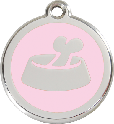 Red Dingo Enamel Tag Bone In Bowl **Choice of Colours** - Custom Dog Collars