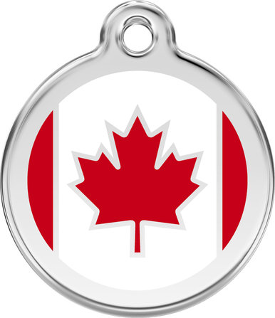 Red Dingo Enamel Tag Canadian Flag Red - Custom Dog Collars