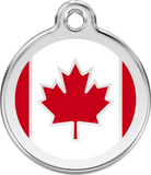 Red Dingo Enamel Tag Canadian Flag Red - Custom Dog Collars