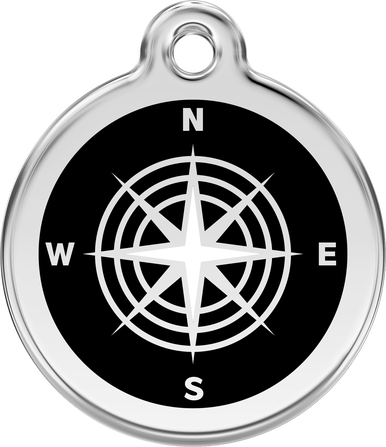 Red Dingo Enamel Tag Compass Black - Custom Dog Collars