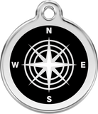 Red Dingo Enamel Tag Compass Black - Custom Dog Collars