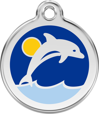 Red Dingo Enamel Tag Dolphin Dark Blue - Custom Dog Collars