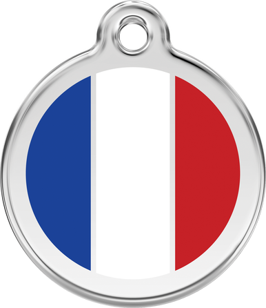 Red Dingo Enamel Tag French Flag White - Custom Dog Collars
