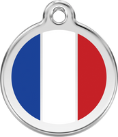 Red Dingo Enamel Tag French Flag White - Custom Dog Collars