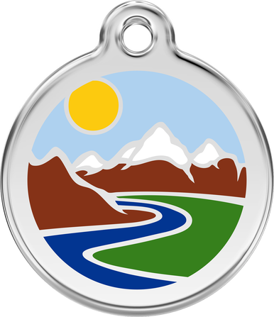 Red Dingo Enamel Tag Mountains Light Blue