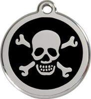 Red Dingo Enamel Tag Skull & Cross Bones **Choice of Colours**
