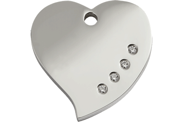 Red Dingo Diamante Polished Stainless Steel Tag Heart