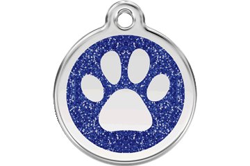 Red Dingo Glitter Enamel Tag Paw Prints