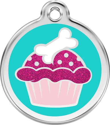Red Dingo Glitter Enamel Tag Cupcake Aqua