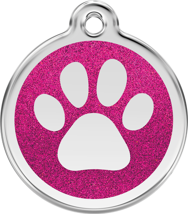 Red Dingo Glitter Enamel Tag Paw Prints