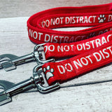 Solid Colour Do Not Distract Dog Ribbon Lead/Leash