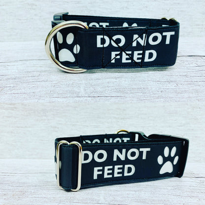 Do Not Feed Alert Dog Collar - Handmade in the UK | Dottie's Pet Boutique