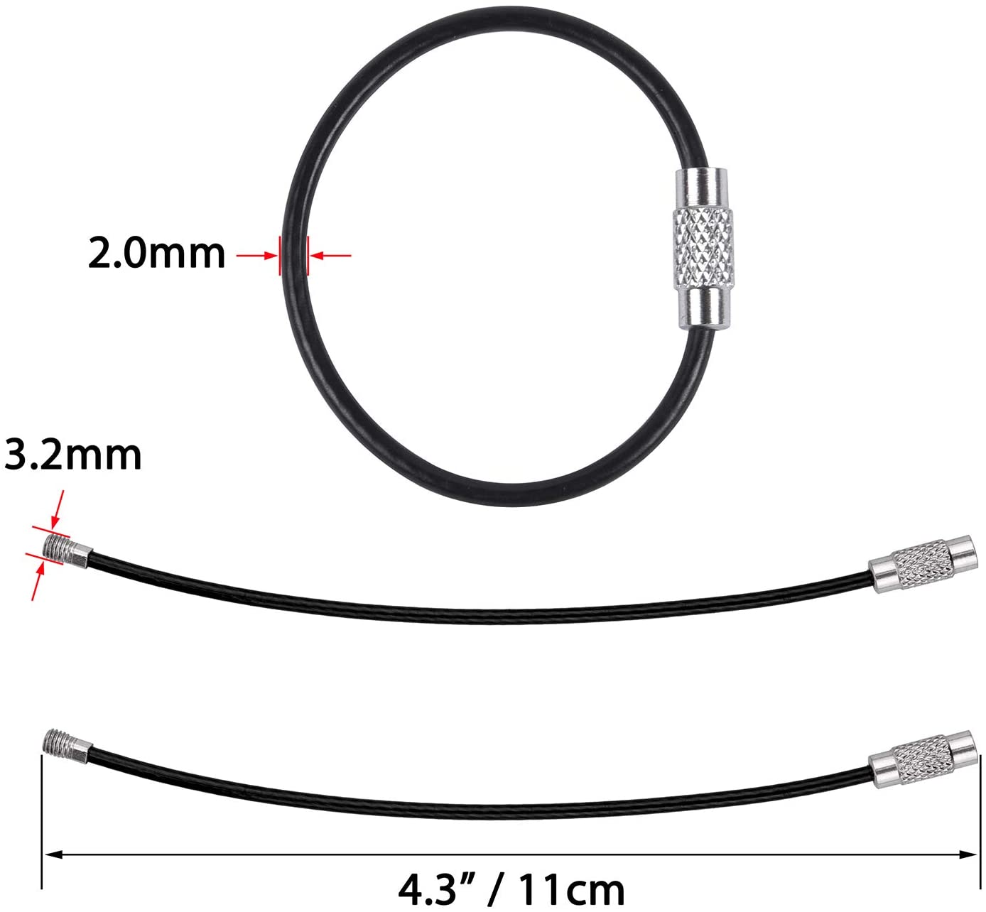 Stainless Steel Wire Ring Cable - Black
