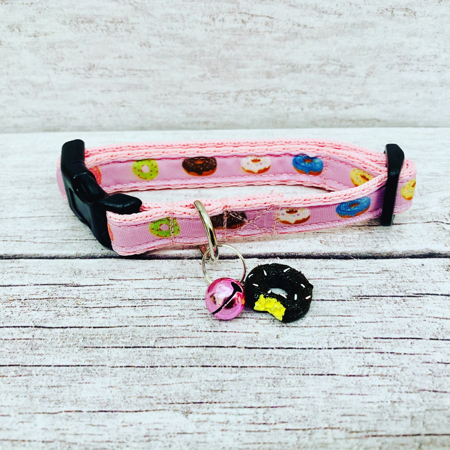 Pink Donuts Doughnuts Sweet Cake Pudding Cat Collar - View 3 | Dottie's Pet Boutique