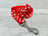 Red with White Spots Dots Ribbon Lead