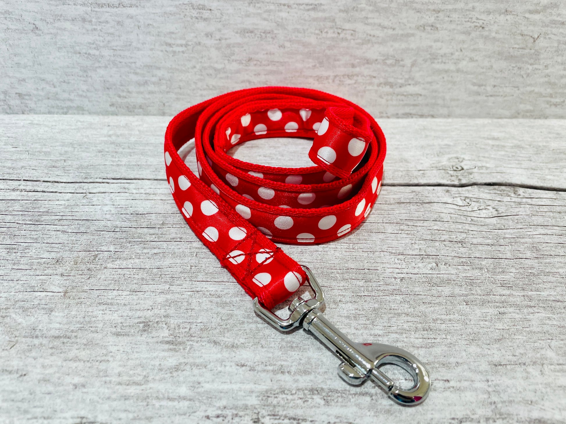 Red with White Spots Dots Dog Collar - View 4 | Dottie's Pet Boutique