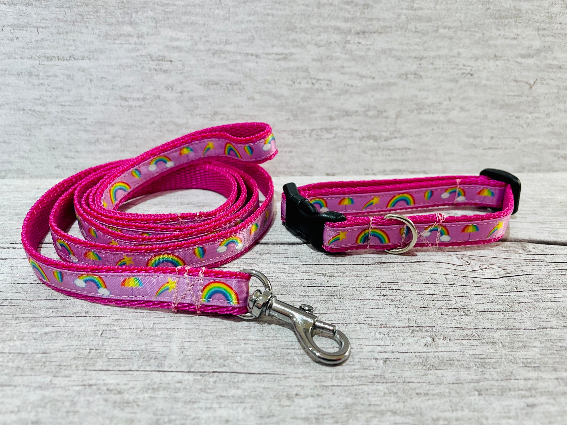 Rainbows Puppy/Small Dog Collar - Handmade in the UK | Dottie's Pet Boutique