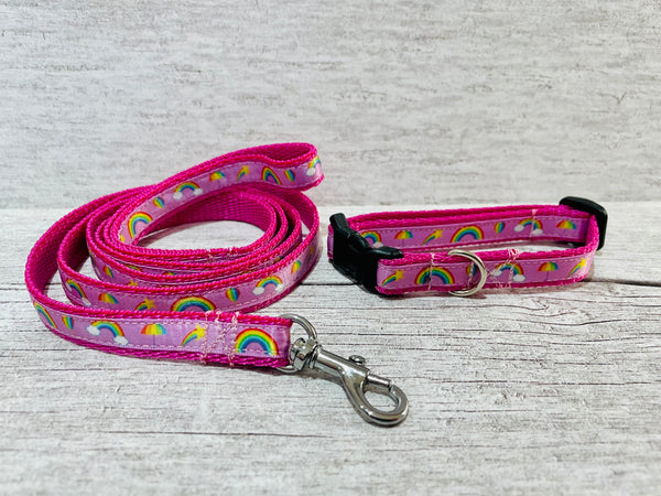 Rainbows Puppy/Small Dog Collar and Lead Set