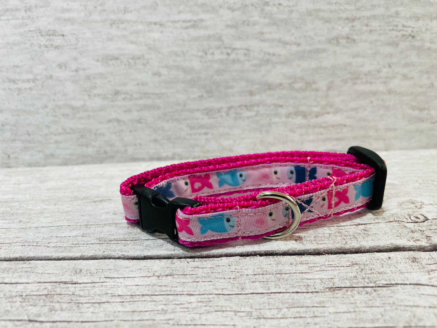 Blue Fish Inspired Cat Collar - View 3 | Dottie's Pet Boutique