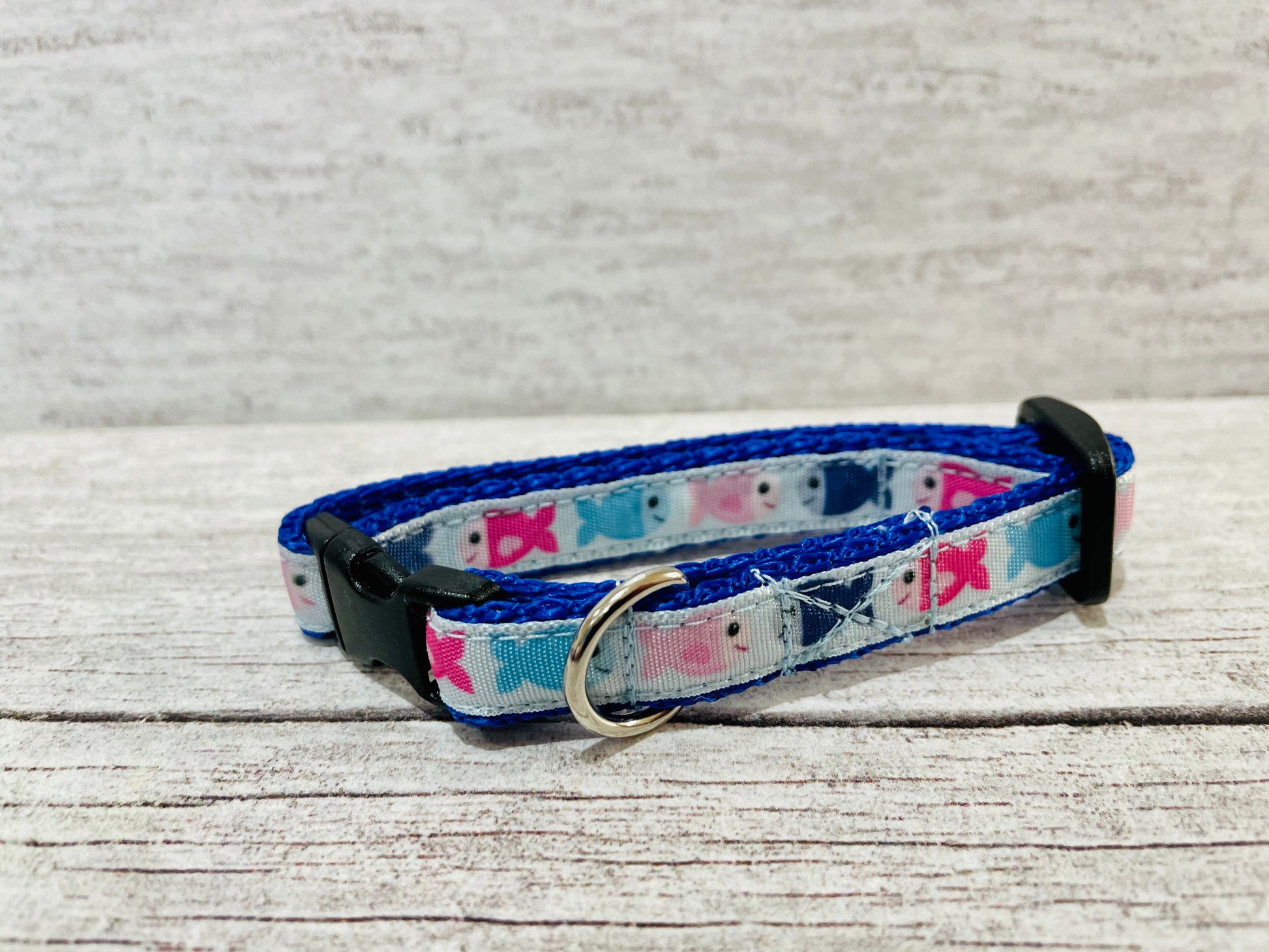 Blue Fish Inspired Cat Collar - Handmade in the UK | Dottie's Pet Boutique