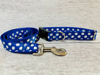 Royal Blue and white Spots Dots Dog Collar