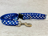 Royal Blue and white Spots Dots Dog Collar